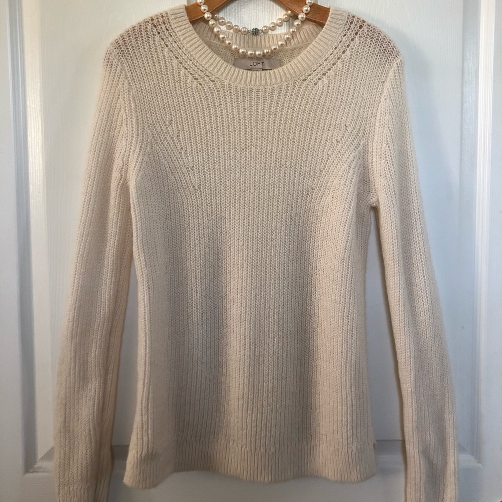 NWOT Loft cream warm sweater small.  Never worn.